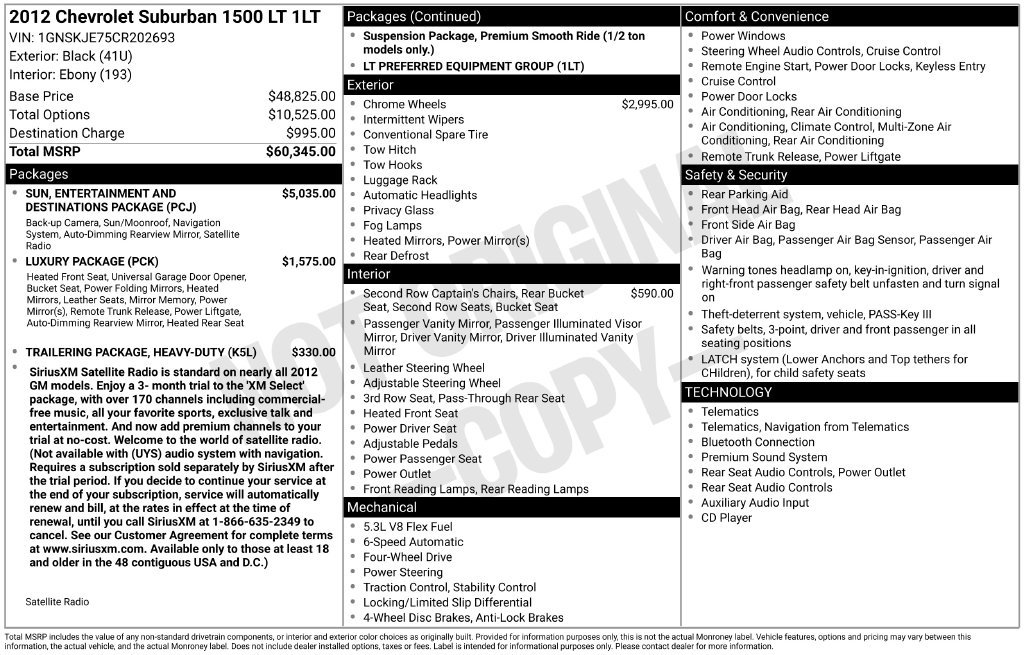 Used 2012 Chevrolet Suburban LT AWD/4WD image 2