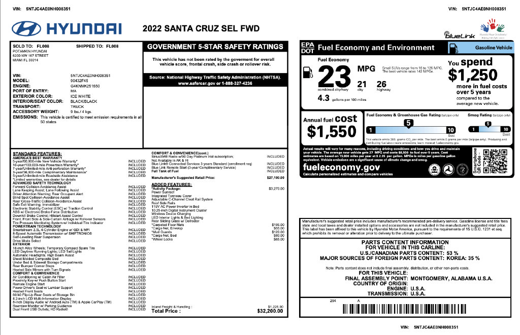Certified 2022 Hyundai Santa Cruz SEL w/ Activity Package FWD image 3