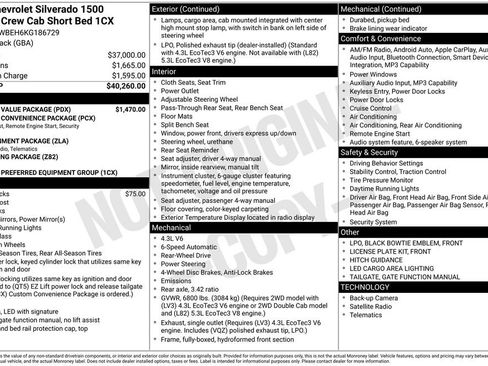 Used 2019 Chevrolet Silverado 1500 Custom w/ Custom Value Package RWD image 43