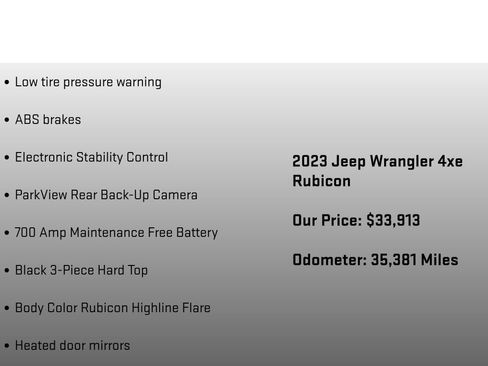 Used 2023 Jeep Wrangler Unlimited Rubicon 4xe w/ Cold Weather Group image 24