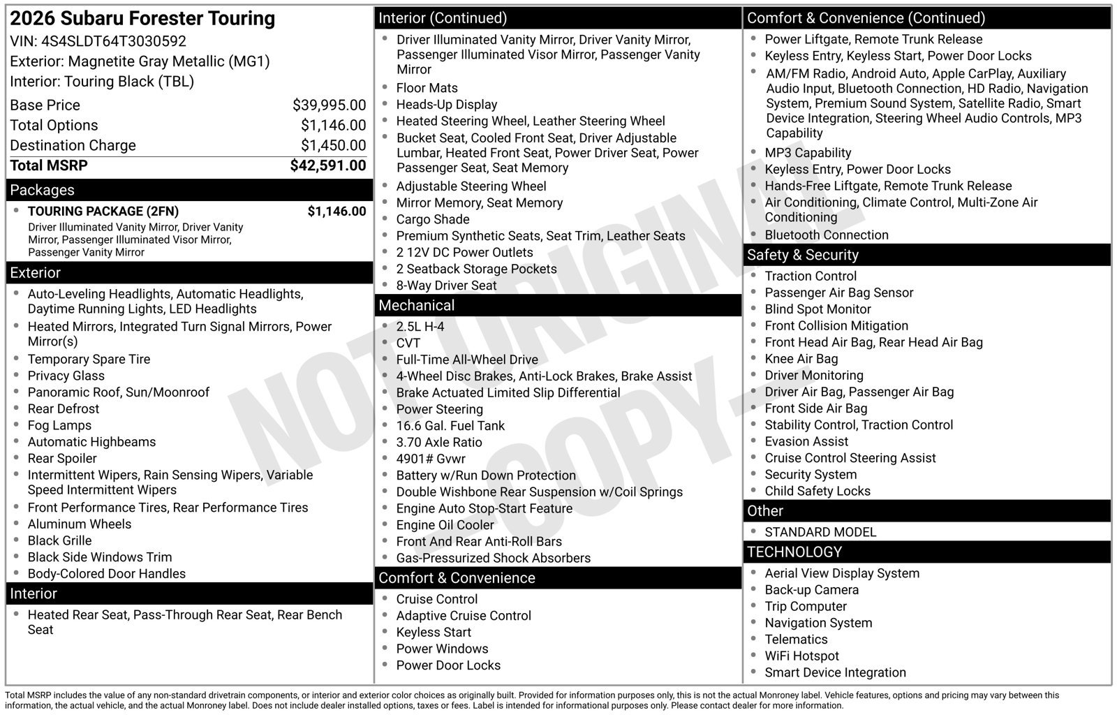 Certified 2026 Subaru Forester Touring w/ Touring Package AWD/4WD image 7