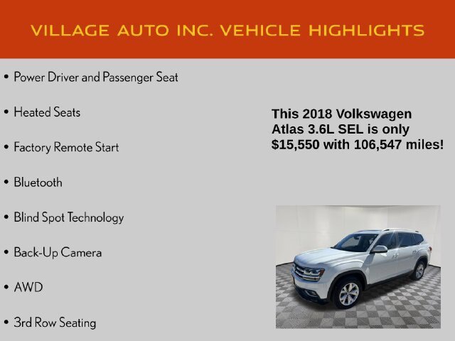 Used 2018 Volkswagen Atlas SEL AWD/4WD image 14