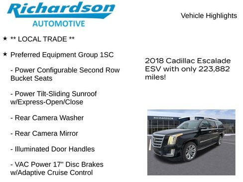 Used 2018 Cadillac Escalade ESV Premium Luxury w/ LPO, Radiant Package image 11