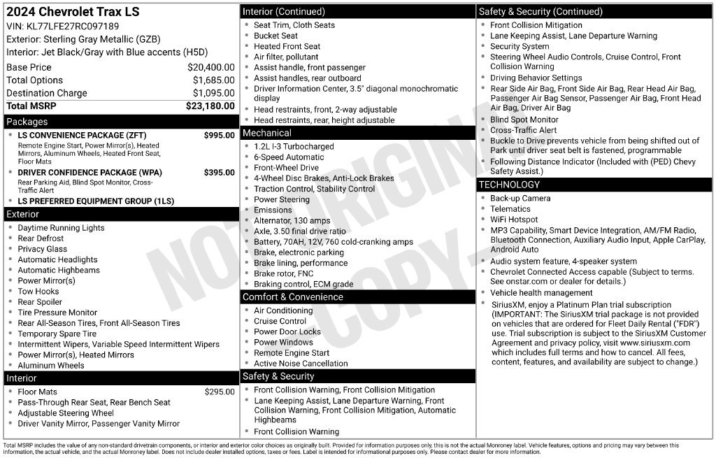 Used 2024 Chevrolet Trax LS w/ LS Convenience Package FWD image 4