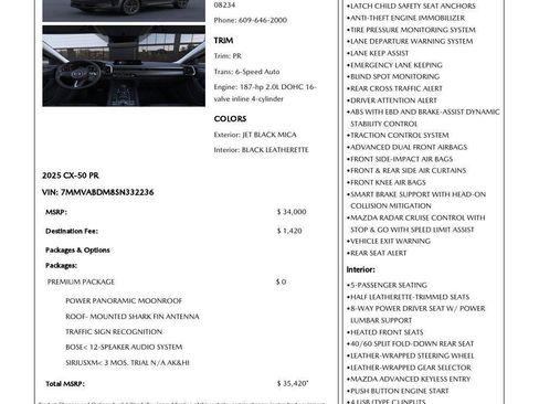Used 2025 MAZDA CX-50 AWD 2.5 S w/ Premium Package image 35
