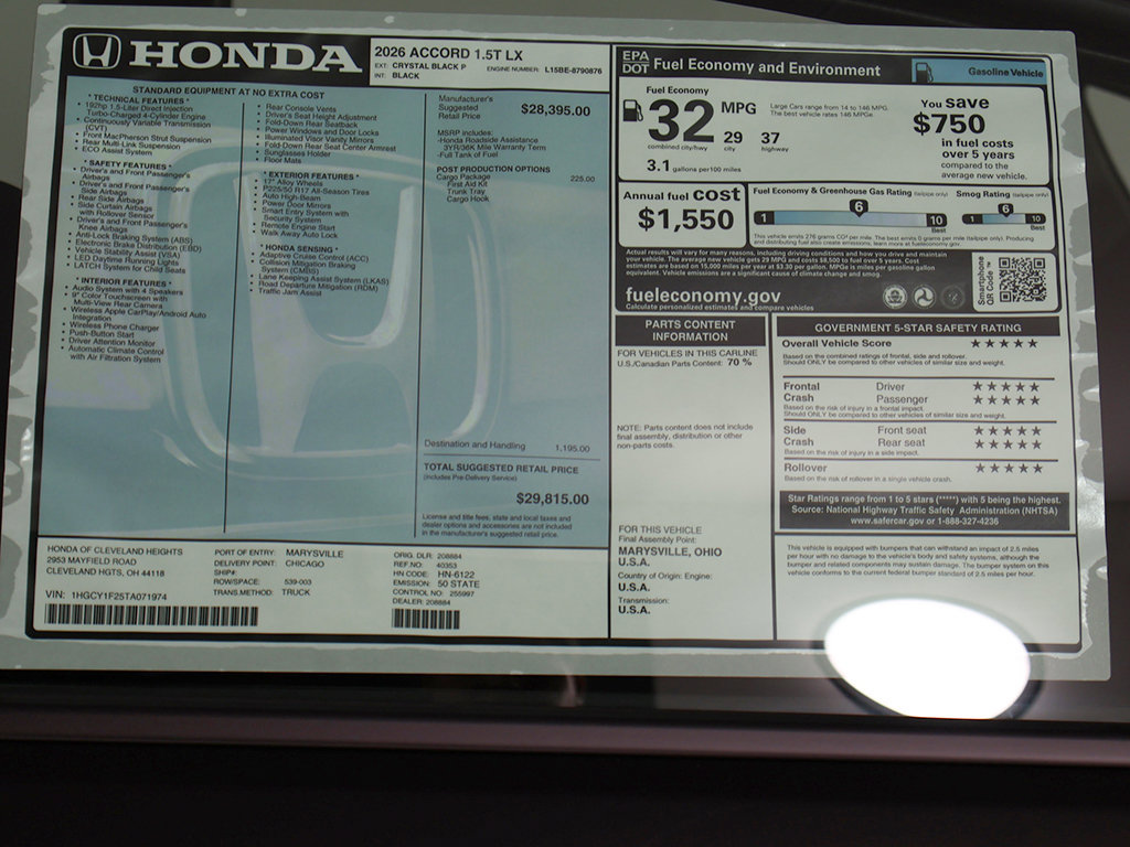 New 2026 Honda Accord LX image 24