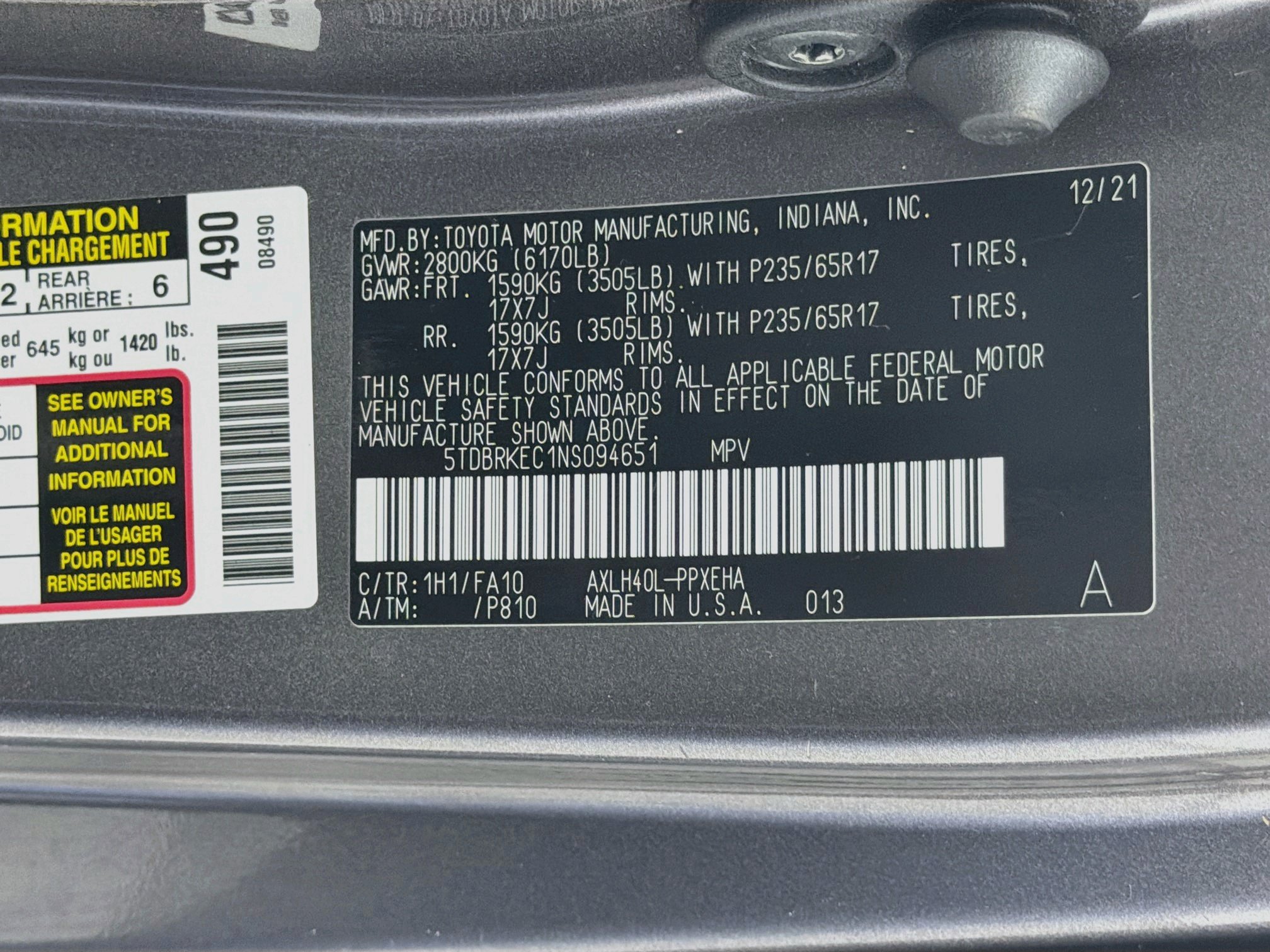 Used 2022 Toyota Sienna LE w/ LE Plus Package FWD image 12