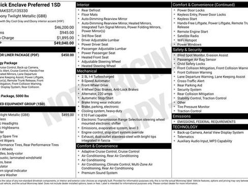 New 2026 Buick Enclave Preferred w/ LPO, Floor Liner Package image 3