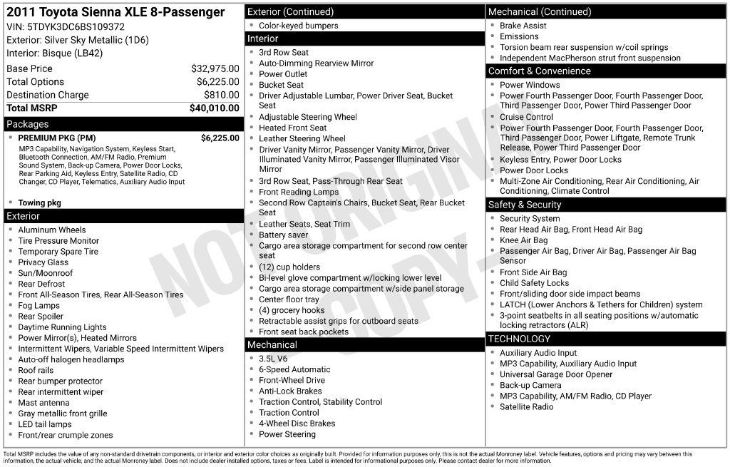Used 2011 Toyota Sienna XLE w/ Premium Pkg FWD image 4