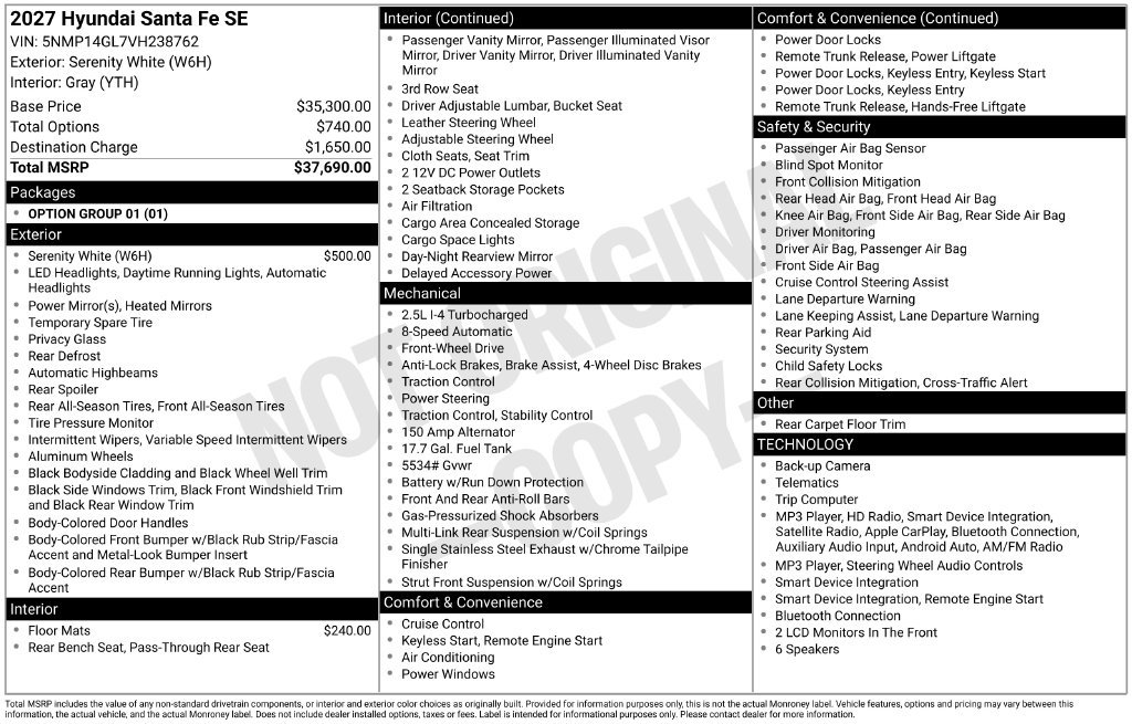 New 2027 Hyundai Santa Fe SE FWD image 6