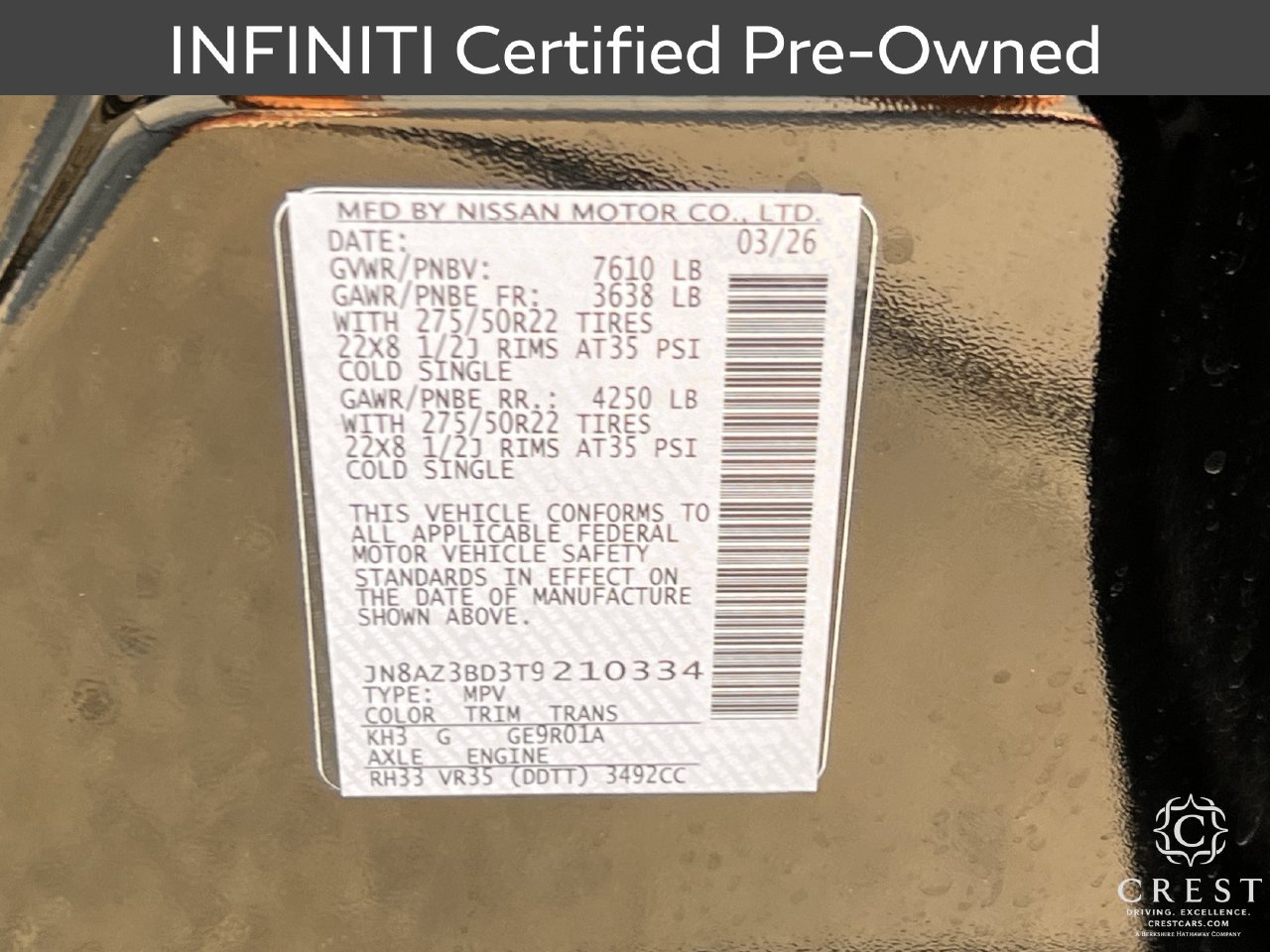 Certified 2026 INFINITI QX80 Luxe w/ Cargo Package RWD image 34