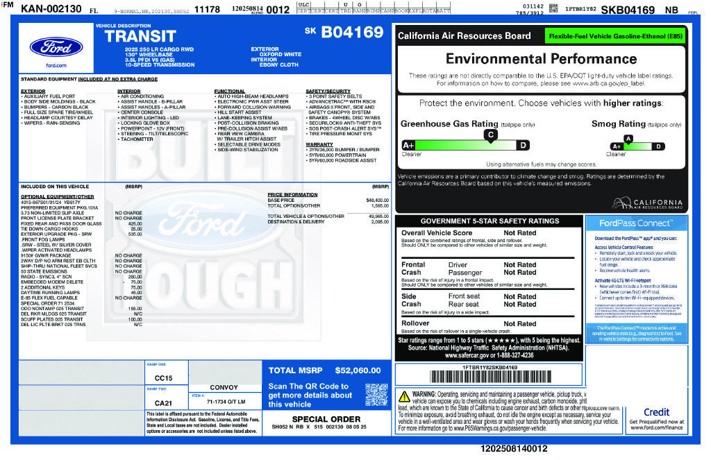 Certified 2025 Ford Transit 250 Low Roof w/ Exterior Upgrade Package RWD image 6