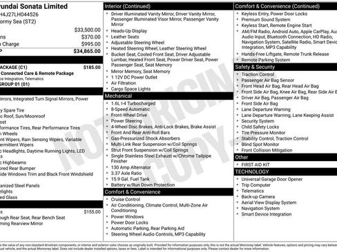 Used 2020 Hyundai Sonata Limited w/ Cargo Package FWD image 31