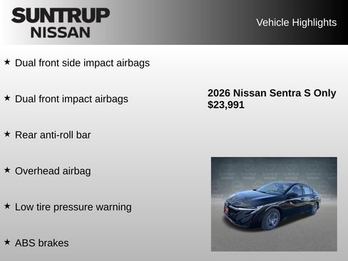 New 2026 Nissan Sentra S w/ Floor Mat Package FWD image 22