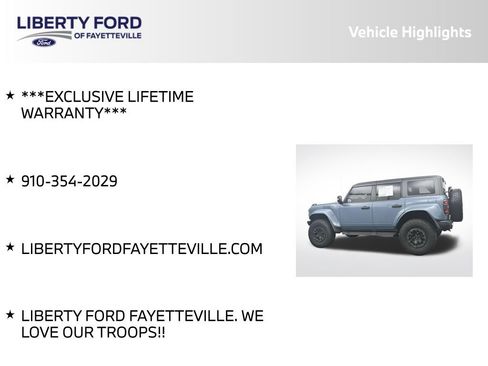 Certified 2024 Ford Bronco Raptor w/ Interior Carbon Fiber Pack 6 AWD/4WD image 5