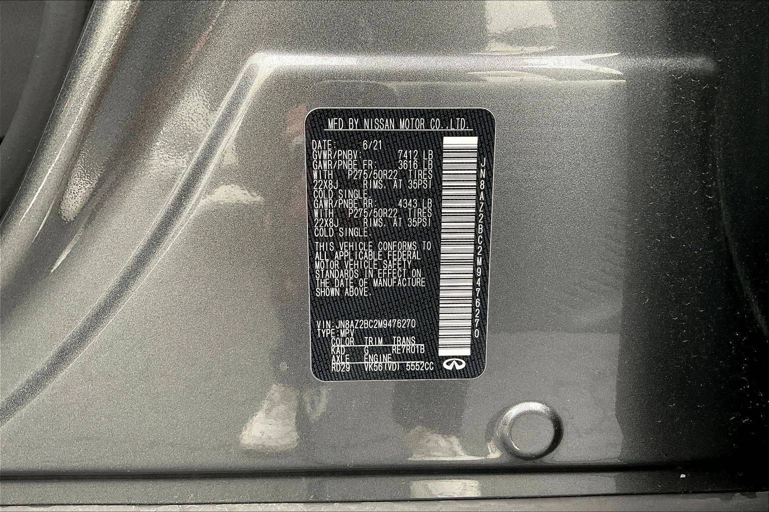 Certified 2021 INFINITI QX80 Sensory w/ Cargo Package AWD/4WD image 18