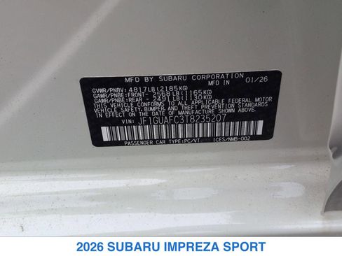 New 2026 Subaru Impreza 2.0i Sport AWD/4WD image 28