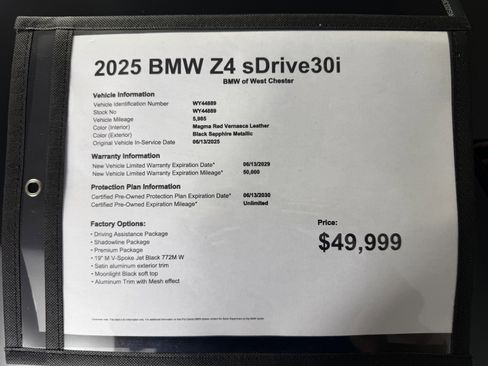 Certified 2025 BMW Z4 sDrive30i w/ Premium Package RWD image 15