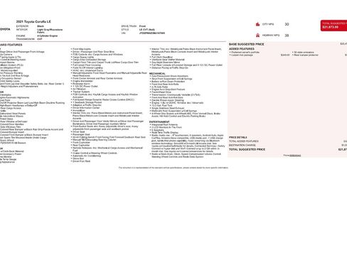 Used 2021 Toyota Corolla LE w/ Carpet Mat Package (TMS) image 9