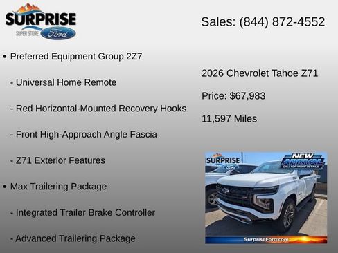 Used 2026 Chevrolet Tahoe Z71 w/ Z71 Off-Road Package AWD/4WD image 19