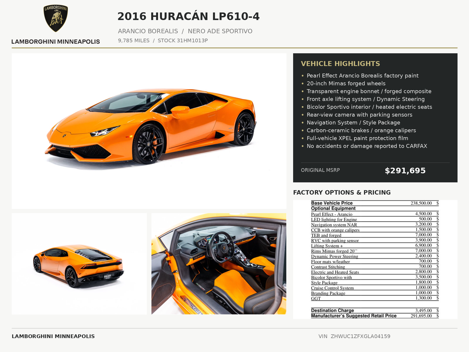 Used 2016 Lamborghini Huracan LP 610-4 AWD/4WD image 2