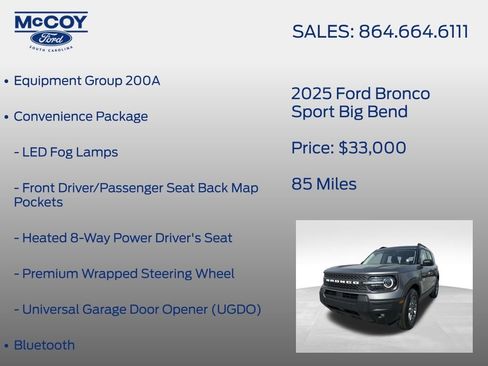 Used 2025 Ford Bronco Sport Big Bend w/ Convenience Package image 7