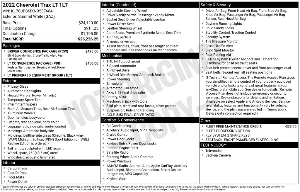 Used 2022 Chevrolet Trax LT w/ Driver Confidence Package AWD/4WD image 39