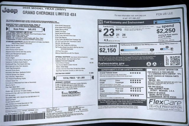 New 2026 Jeep Grand Cherokee Limited w/ Limited Altitude Package AWD/4WD image 22