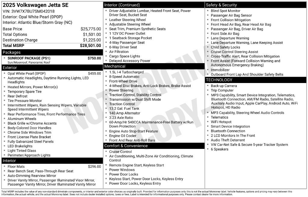 Used 2025 Volkswagen Jetta SE w/ Sunroof Package FWD image 10