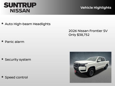 New 2026 Nissan Frontier SV w/ Tow Package AWD/4WD image 30