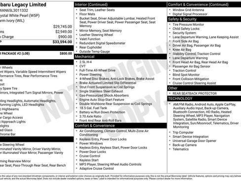 Used 2020 Subaru Legacy Limited w/ Popular Package #2 image 2