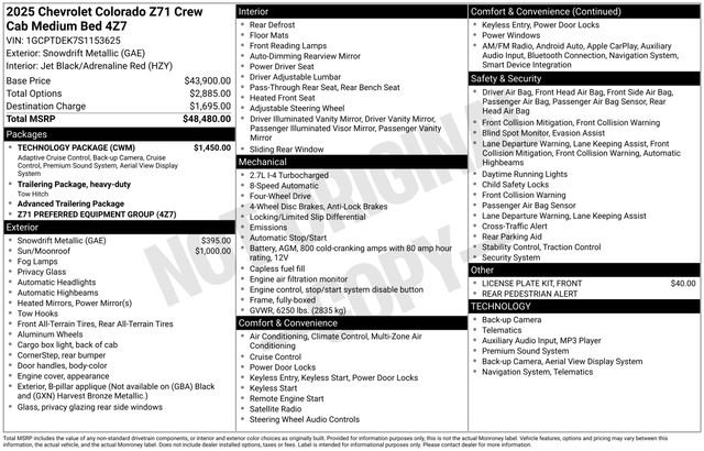 New 2025 Chevrolet Colorado Z71 w/ Technology Package AWD/4WD image 5