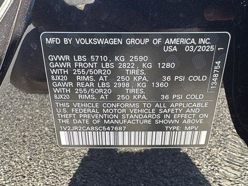 Certified 2025 Volkswagen Atlas SE w/ Panoramic Sunroof Package FWD image 27