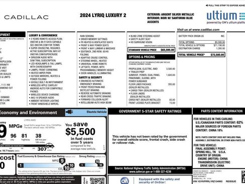Certified 2024 Cadillac Lyriq Luxury w/ LPO, Floor Liner Package AWD/4WD image 30