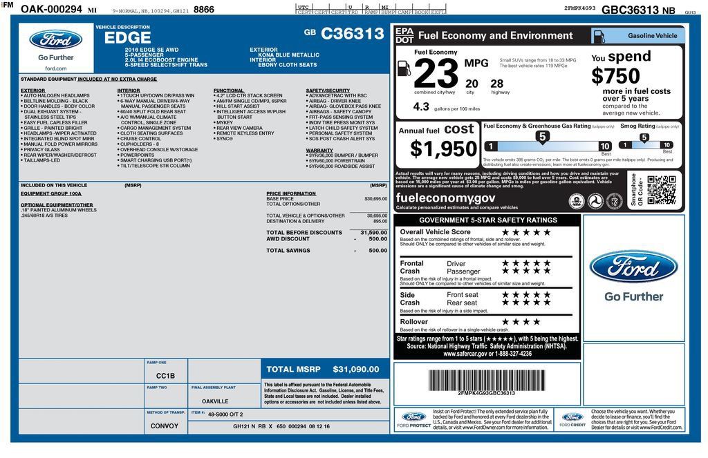Used 2016 Ford Edge SE AWD/4WD image 6