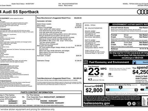 Used 2024 Audi S5 Premium Plus w/ Premium Plus Package AWD/4WD image 2