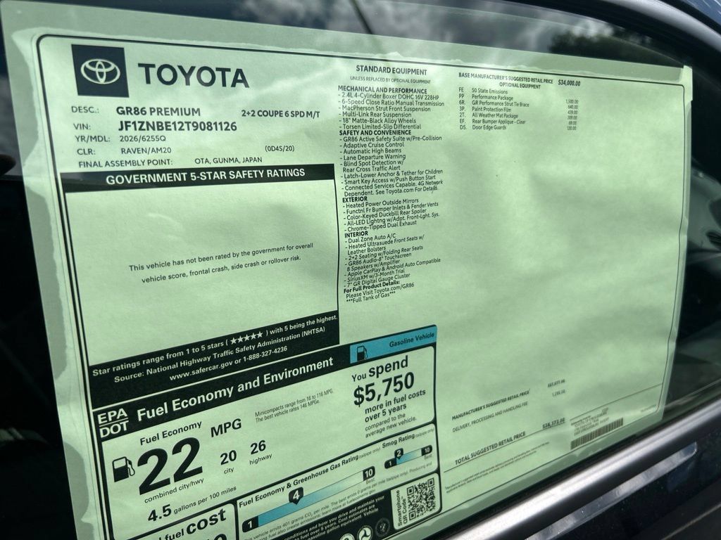 New 2026 Toyota GR86 Premium RWD image 30