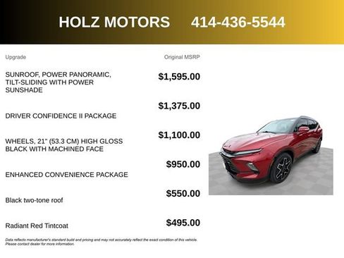 Certified 2023 Chevrolet Blazer RS w/ Driver Confidence II Package image 5