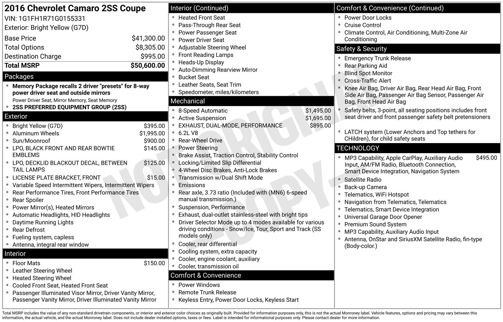 Used 2016 Chevrolet Camaro SS RWD image 1