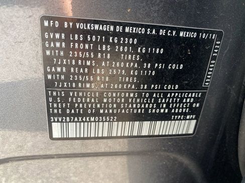 Used 2019 Volkswagen Tiguan S AWD/4WD image 3