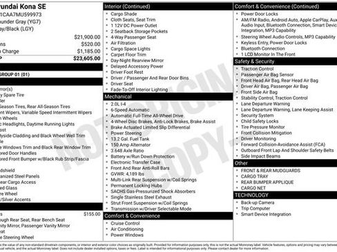 Certified 2021 Hyundai Kona SE AWD/4WD image 10
