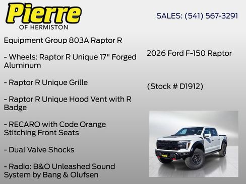 New 2026 Ford F150 Raptor w/ Equipment Group 803A Raptor R AWD/4WD image 12