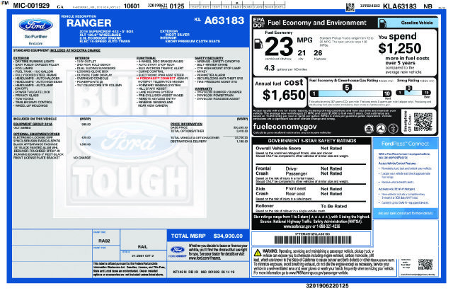 Certified 2019 Ford Ranger XLT w/ Black Appearance Package RWD image 34