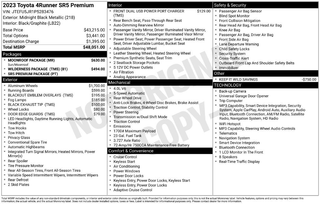 Used 2023 Toyota 4Runner SR5 Premium w/ Moonroof Package RWD image 1