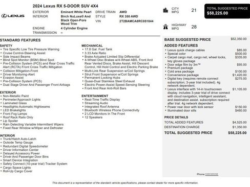 Used 2024 Lexus RX 350 Premium w/ Convenience Package AWD/4WD image 35