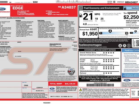Used 2021 Ford Edge ST w/ Cargo Accessory Package AWD/4WD image 4
