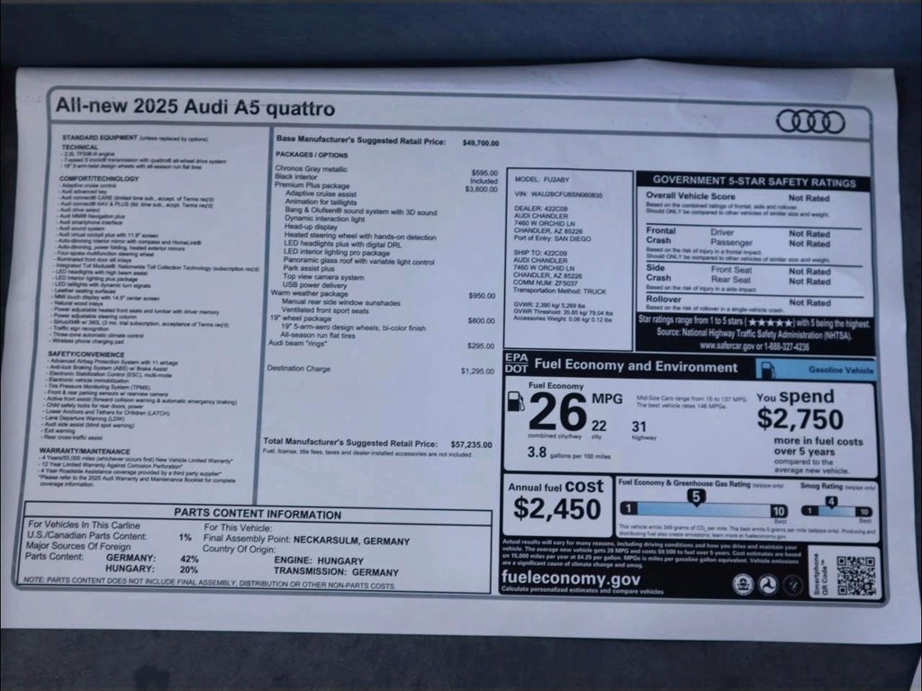 Used 2025 Audi A5 Premium Plus AWD/4WD image 9