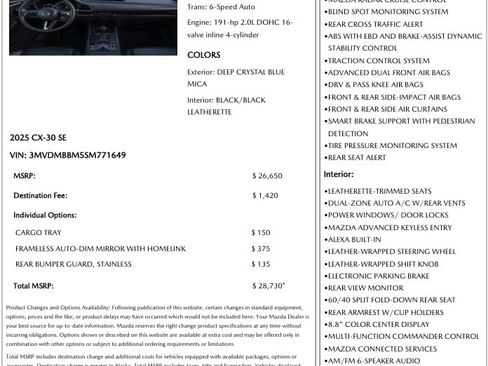 Used 2025 MAZDA CX-30 AWD 2.5 S w/ Select Sport Pkg image 14