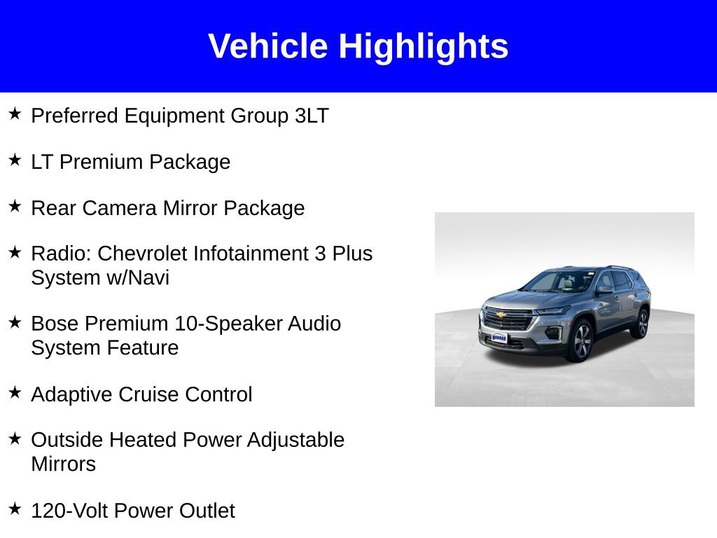 Used 2023 Chevrolet Traverse LT w/ LT Premium Package AWD/4WD image 2
