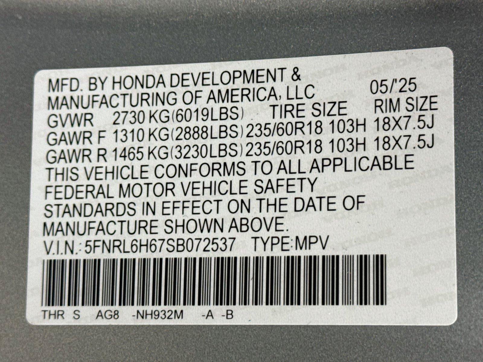 Certified 2025 Honda Odyssey EX-L image 23